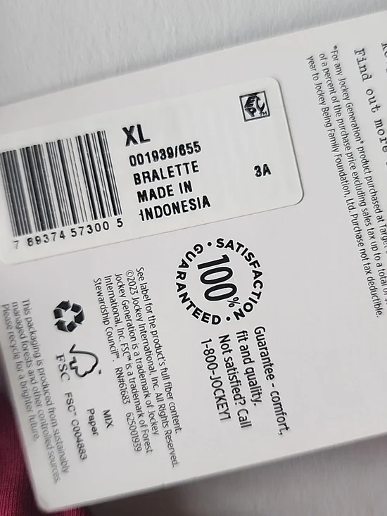 Jockey Soft Touch Lace Band Bralette, XL - Picture 3 of 8